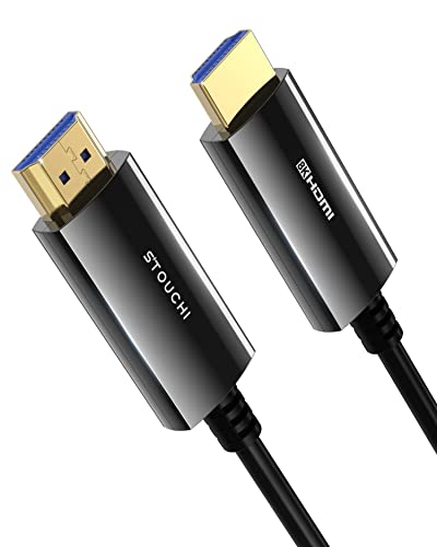 Stouchi 8K HDMI Cable Fiber Optic 50ft, 48Gbps Long Ultra High Speed HDMI® Cable, CL3 Rated in-Wall, 10K 8K60Hz 4K120Hz, Dynamic HDR eARC HDCP 2.2&2.3 Compatible for PS5 Desktop and More - Image 1