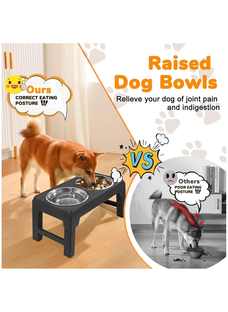 M.A&F's Adjustable Elevated Dog Bowl, with 2 Stainless Steel 1.5L Dog Bowl Vertical Feeding and Detachable Double Bowl Stand Antiskid Splash Proof, for All Small, Medium and Large Pets (Black-3) - Image 4