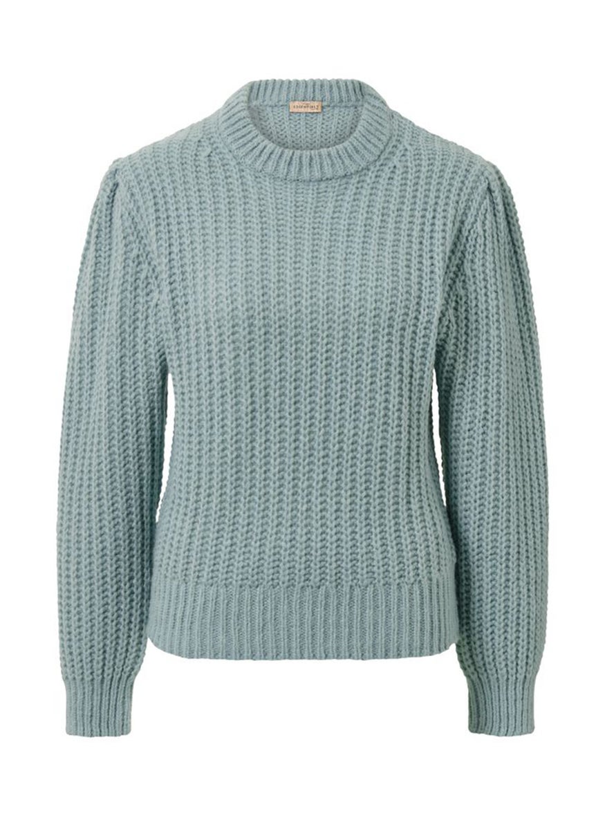 Tchibo Women Crew Neck Long Sleeves Textured Sweater, Blue  - Image 4