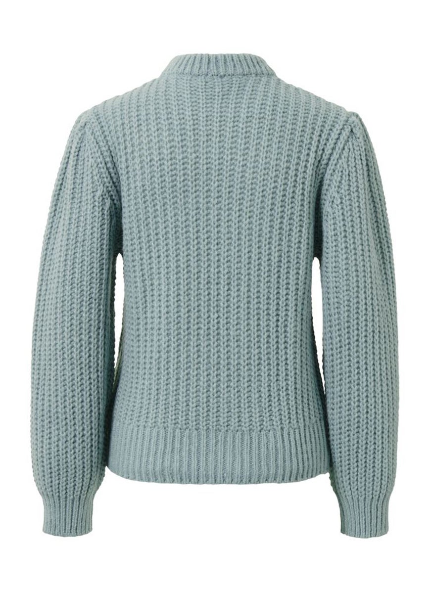 Tchibo Women Crew Neck Long Sleeves Textured Sweater, Blue  - Image 3