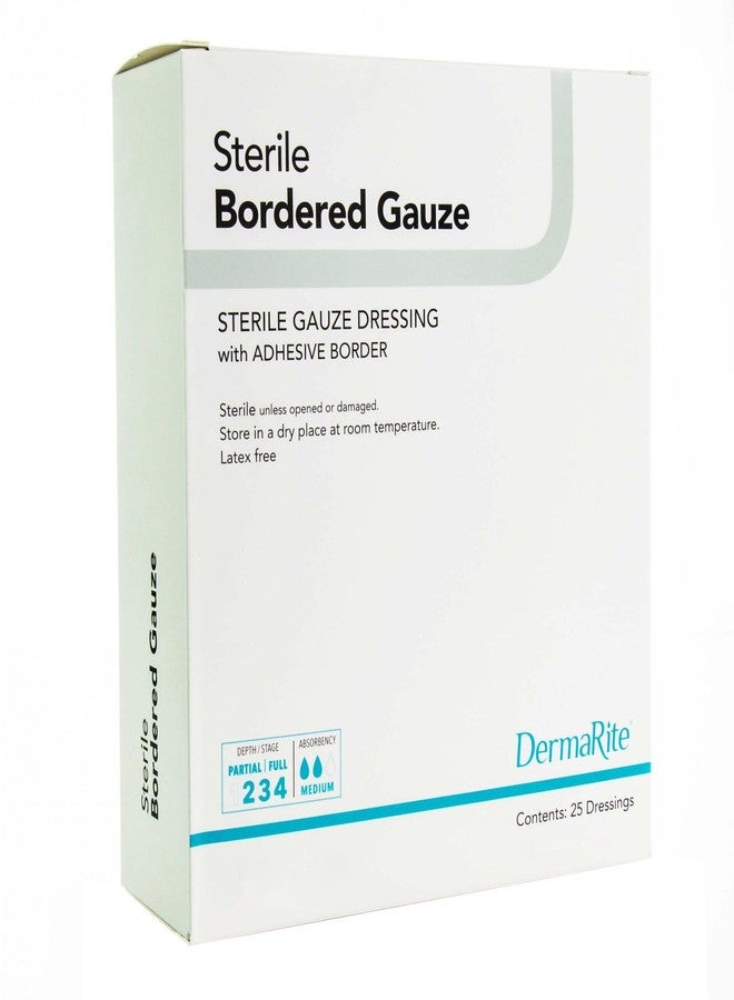 Dermarite Industries Sterile Bordered Gauze Dressing, 4x5, 25 Count - Image 1
