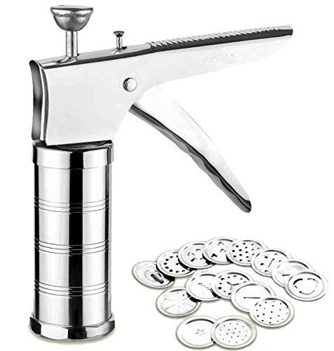 siddhmurti Kitchen Press with Stainless Steel Jalis 12 Piece Muruku Gripper Farsan Sev Maker Hand Press Pasta Maker - Image 2