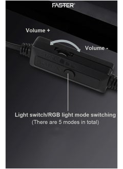 Faster FS-71 USB Powered Computer Speakers with RGB LED Lights - 3.5mm AUX Input, Stereo Multimedia Sound for Gaming, PC, Desktop, Laptop, and Mobile Devices - Powerful Output, Deep and Rich Sound  - Image 5
