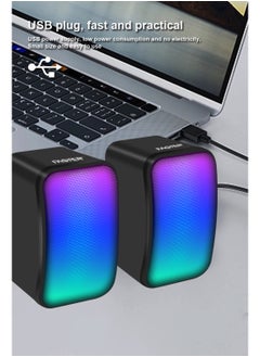 Faster FS-71 USB Powered Computer Speakers with RGB LED Lights - 3.5mm AUX Input, Stereo Multimedia Sound for Gaming, PC, Desktop, Laptop, and Mobile Devices - Powerful Output, Deep and Rich Sound  - Image 2