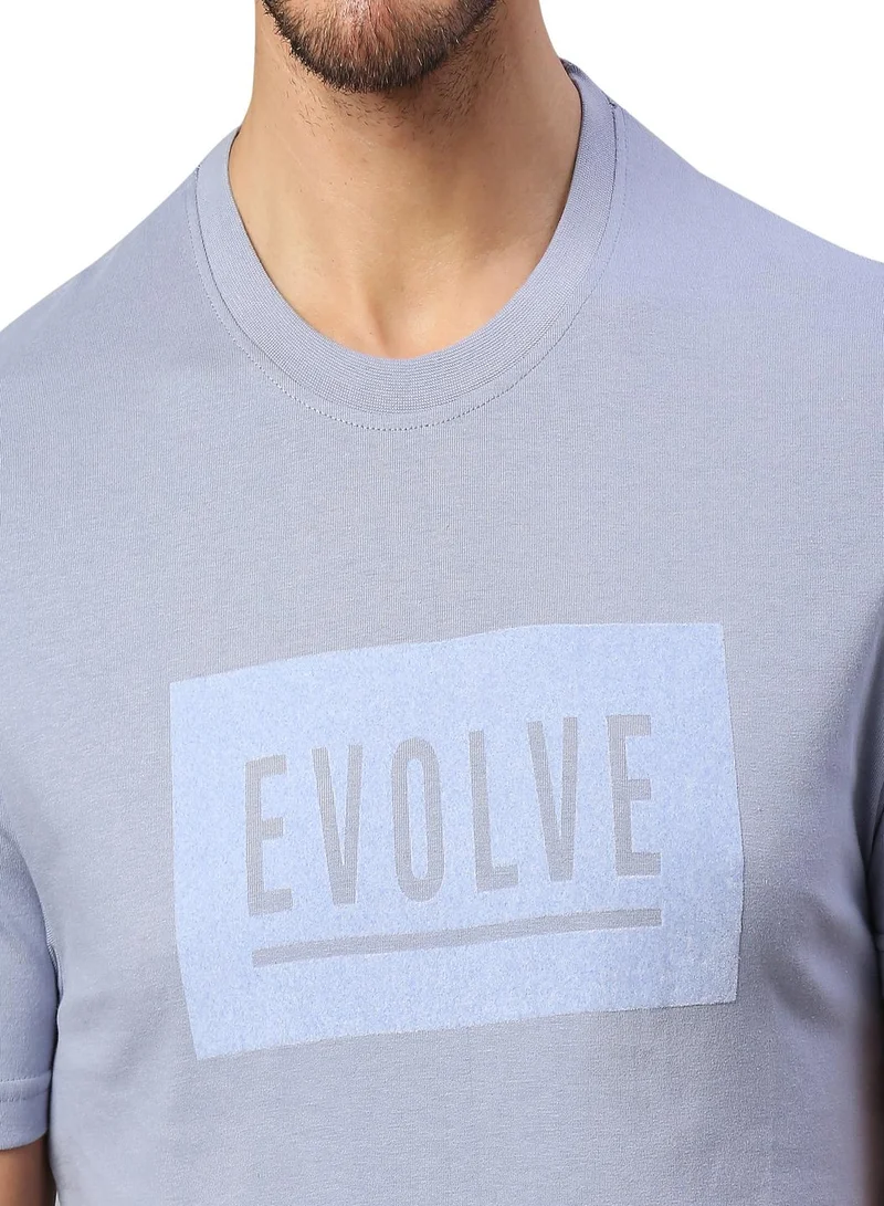 Dennis Lingo Men'S Light Blue 100% Cotton Printed Regular Fit T-Shirt