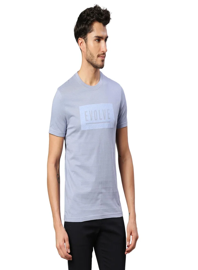 Dennis Lingo Men'S Light Blue 100% Cotton Printed Regular Fit T-Shirt