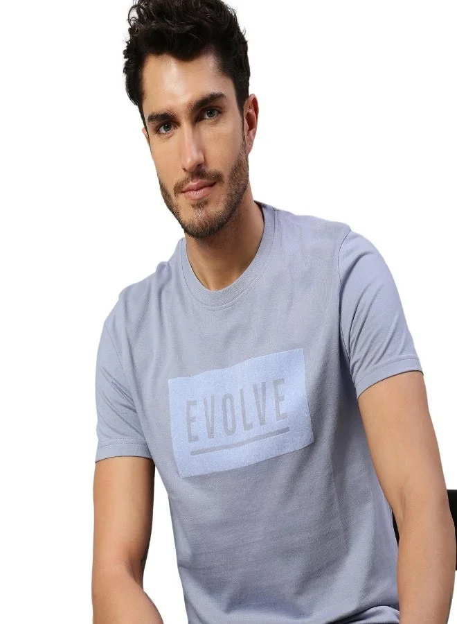 Dennis Lingo Men'S Light Blue 100% Cotton Printed Regular Fit T-Shirt