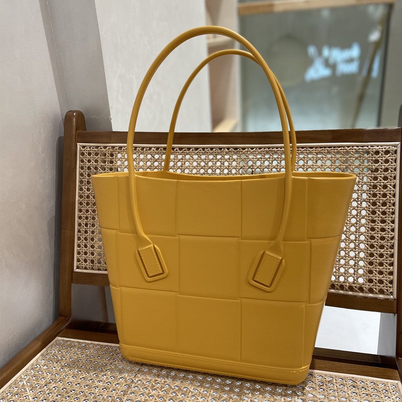 2023 New Style Basket Bag, Checkered Tofu Block Bag, Eva Handbag, Shoulder Bag, Beach Bag, Outdoor Travel Bag - Image 3