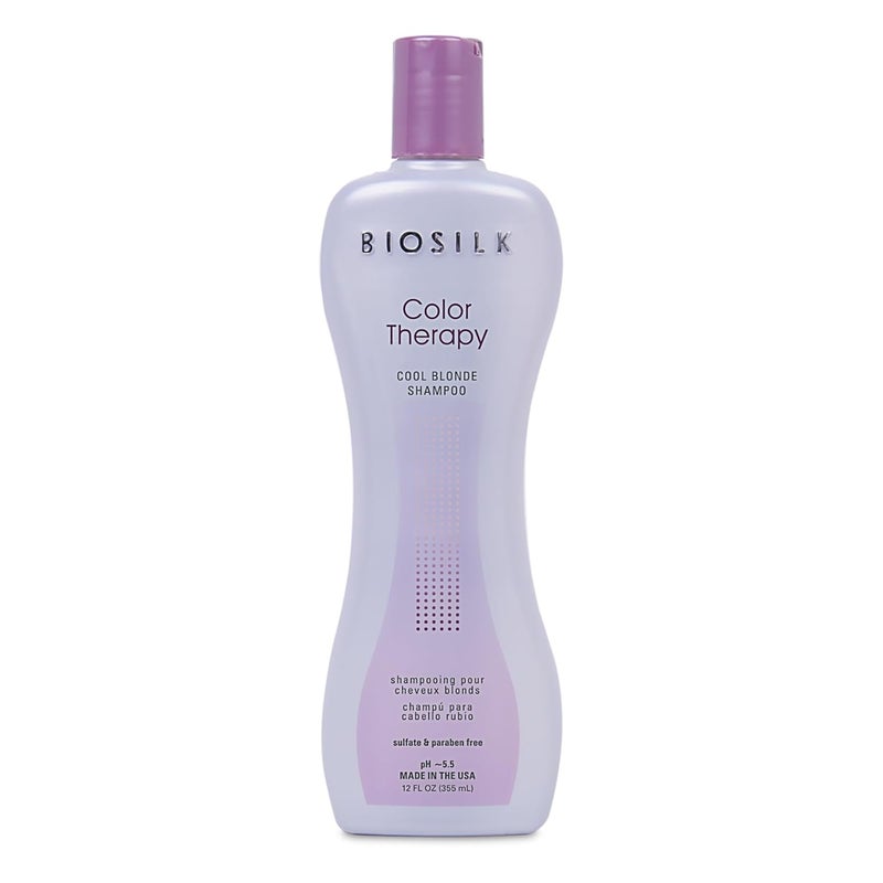 Biosilk Color Therapy Cool Blonde Shampoo Protects Highlighted Lightened Hair To Help Balance Brassy Tones Sulfate Paraben CrueltyFree 12 Oz