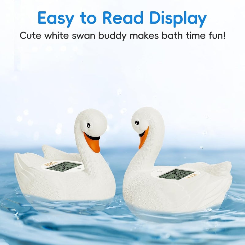 bh Baby Bath Thermometer Swan Digital Infant Safe Bath Thermometer  Reliable Temperature Readings  Easy to Read Screen Shower Timer  Waterproof and Floats in Water Newborn Must Haves - Image 4