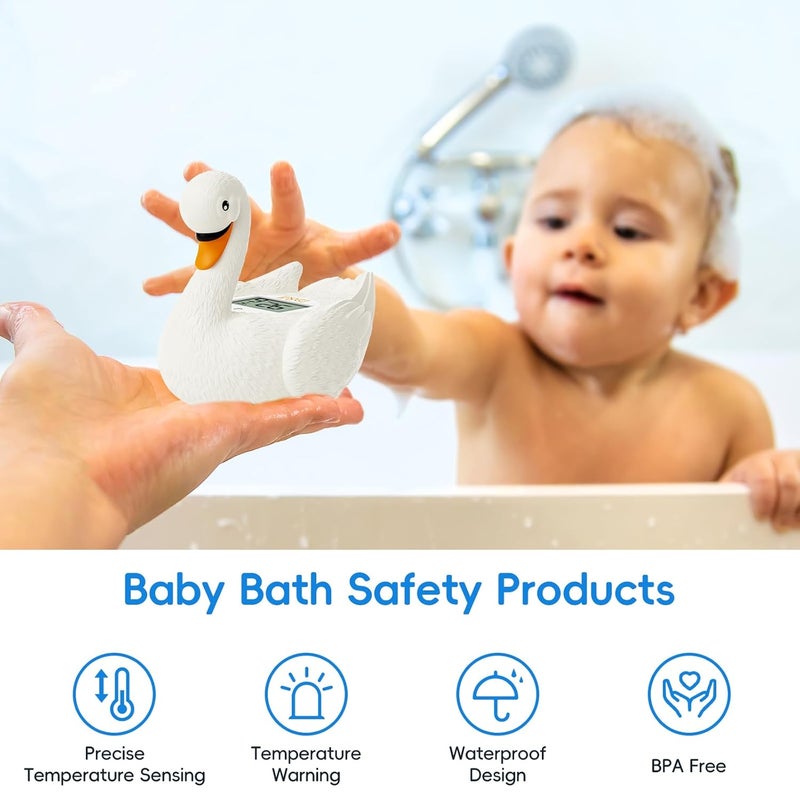 bh Baby Bath Thermometer Swan Digital Infant Safe Bath Thermometer  Reliable Temperature Readings  Easy to Read Screen Shower Timer  Waterproof and Floats in Water Newborn Must Haves - Image 5
