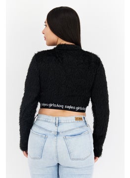 Women Round Neck Long Sleeve Brand Logo Crop Top, Black - pzsku/Z99C22783F63A8817E443Z/45/_/1724350880/3f2d83a0-52be-4e3c-be18-25bfbfc4cb28