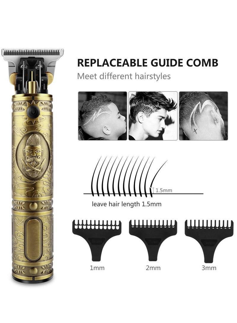 Hair Clippers for Men,Electric Pro Li Outliner Grooming Zero Gapped Baldheaded Hair Clippers Rechargeable Cordless Close Cutting T-Blade Trimmer for Men (Gold) - Image 5