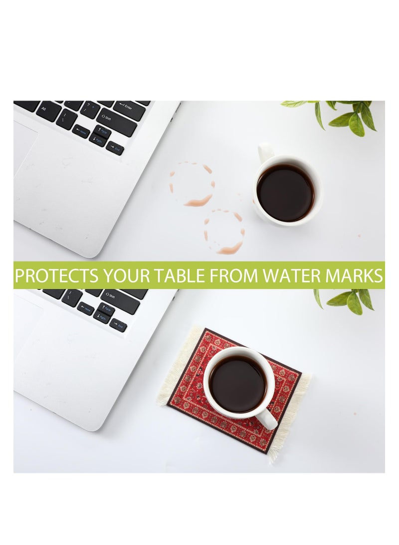 10pcs Table Coasters, Coffee Mat Coffee Cup Mat Coffee Mug Mat Table Mat, carpet table coasters, placemats, beverage table mats, bohemian coasters, non-slip heat-resistant beverage coasters - Image 2