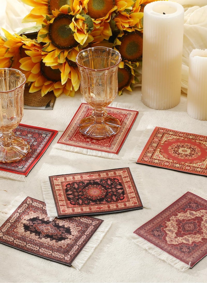 10pcs Table Coasters, Coffee Mat Coffee Cup Mat Coffee Mug Mat Table Mat, carpet table coasters, placemats, beverage table mats, bohemian coasters, non-slip heat-resistant beverage coasters - Image 4