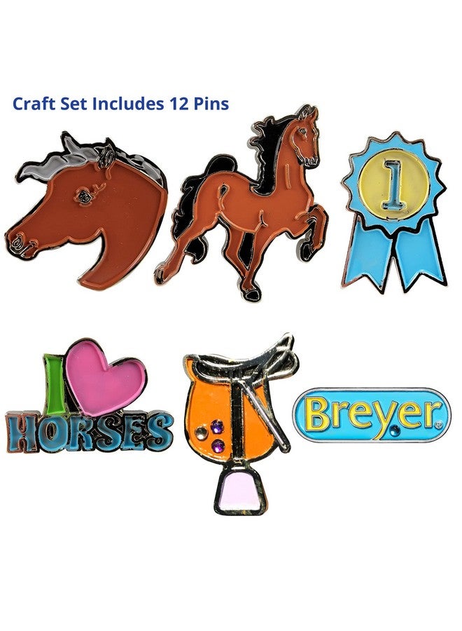 Breyer Breyer Horses Paint and Wear Enamel Pins Craft Set | Pins, Paints, Glitter & Rhinestones | Includes 12 Enamel Pins | Model #4240 - Image 2