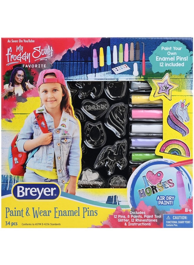 Breyer Breyer Horses Paint and Wear Enamel Pins Craft Set | Pins, Paints, Glitter & Rhinestones | Includes 12 Enamel Pins | Model #4240 - Image 1