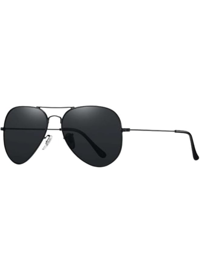 Aviator Sunglasses with Black Metal Frame and Black Lenses – Suitable for Daily Use and Outings