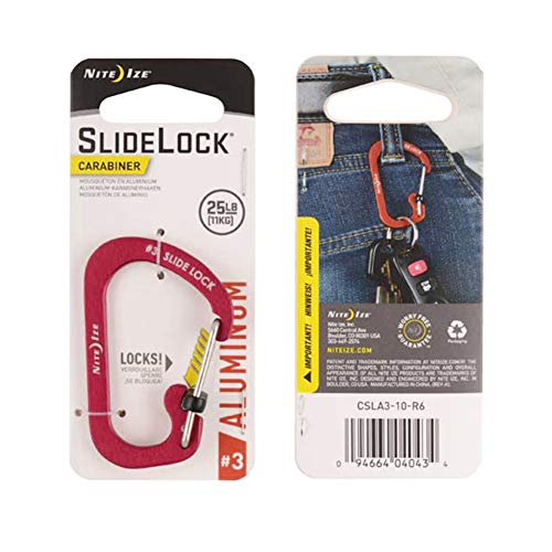 Nite Ize Size3 SBiner SlideLock Carabiner Locking Carabiner Key Chain Aluminum Red - Image 1