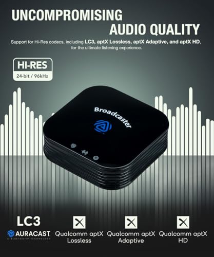 HomeSpot BA210 v2 Auracast Bluetooth Transmitter, LC3, AptX Lossless, AptX HD, Optical & 3.5mm Inputs, Compatible with Galaxy Buds 2 Pro, Buds 3, JY300 JM320, Hearing Aids and Bluetooth Headphones - Image 3