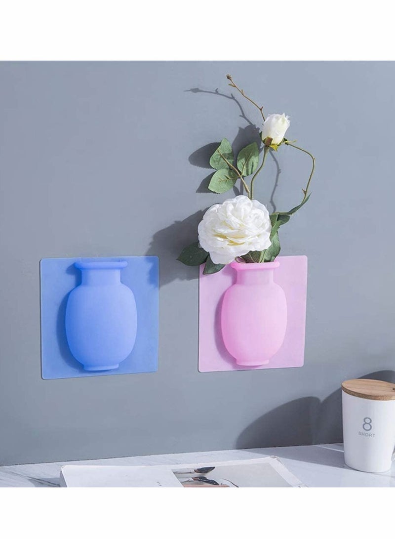 Excefore مزهرية زهور سيليكون، مزهريات زهور لاصقة، مزهرية زهور مزخرفة معلقة وإعادة الاستخدام مثبتة على الحائط، مناسبة لمنزل ومطبخ ومكتب وحفل زفاف ومهرجان، 3 قطع - Image 4