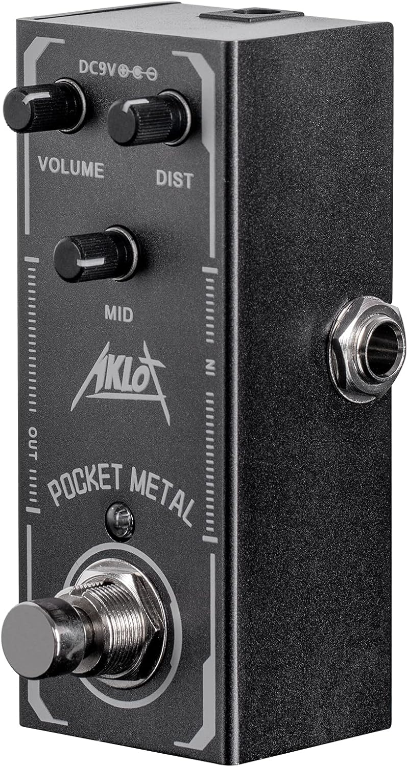 AKLOT Pocket Metal Guitar Pedal, AKLOT Electric Effects Pedals Distortion Sounds Mini Single Type DC 9V True Bypass - Image 1