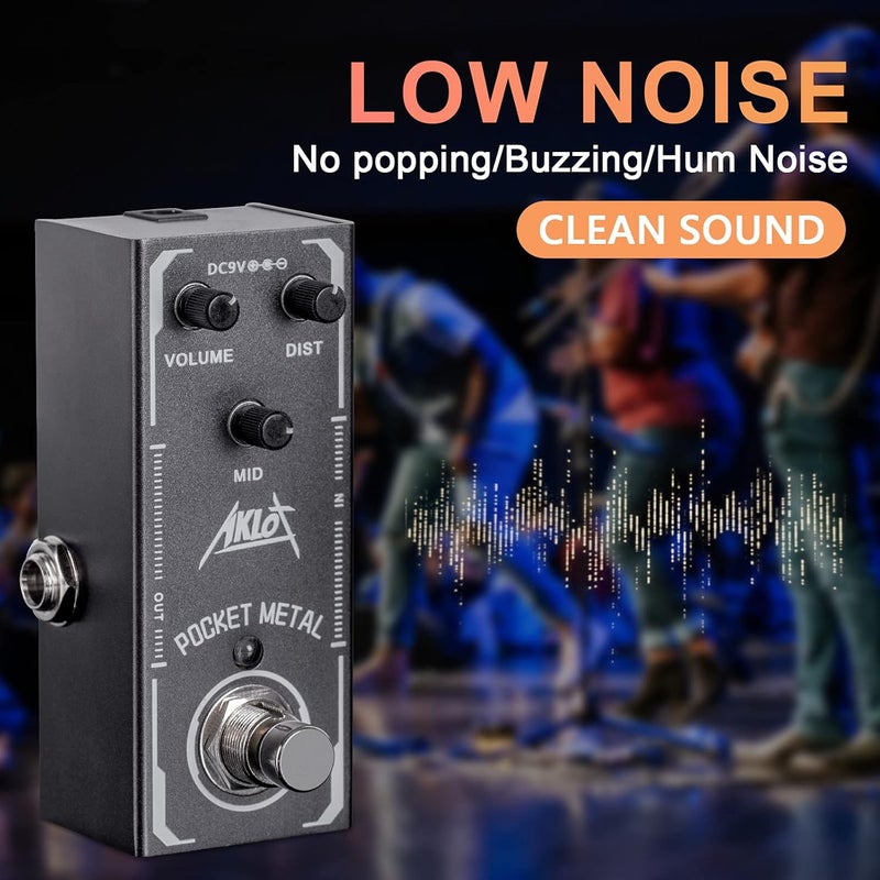 AKLOT Pocket Metal Guitar Pedal, AKLOT Electric Effects Pedals Distortion Sounds Mini Single Type DC 9V True Bypass - Image 4