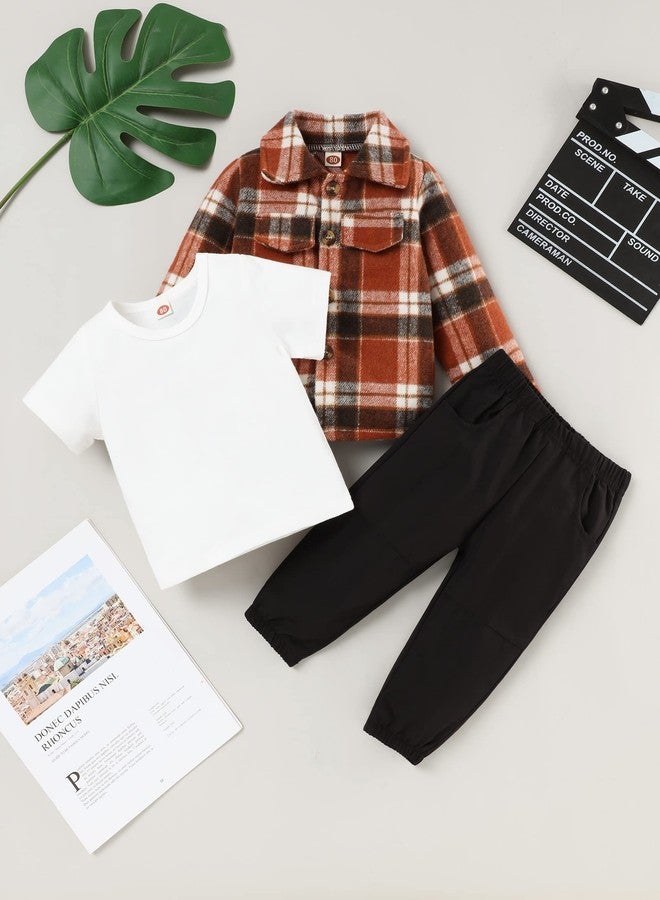 bilison Toddler Baby Boy Outfits Plaid Shirt+T Shirts+Pants Fall Winter 3Pcs Clothing Set 6Months-4T - Image 5