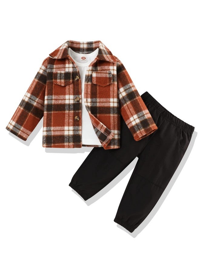 bilison Toddler Baby Boy Outfits Plaid Shirt+T Shirts+Pants Fall Winter 3Pcs Clothing Set 6Months-4T - Image 1