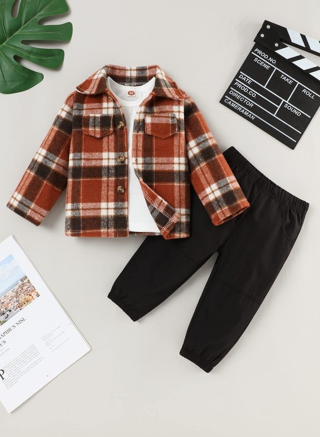 bilison Toddler Baby Boy Outfits Plaid Shirt+T Shirts+Pants Fall Winter 3Pcs Clothing Set 6Months-4T - Image 4