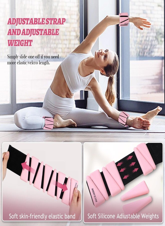 BECOJADDE Wrist Ankle Weights Adjustable Training Intensity for Strength Training Walking Running Yoga Pilates Jogging for Women Men Set of 2 (2lb Each), Pink - Image 4