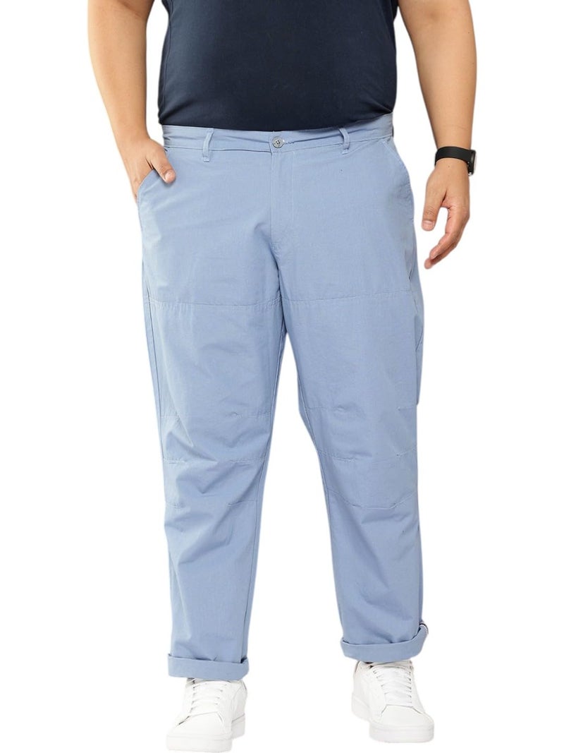 Thomas Scott Men's | Plus Size | Regular Fit | 100% Cotton | Breathable Fabric | Solid Color | Trouser | Chino | Casual Pants for Men (CCBT124_Midblue_46) Mid Blue - Image 1