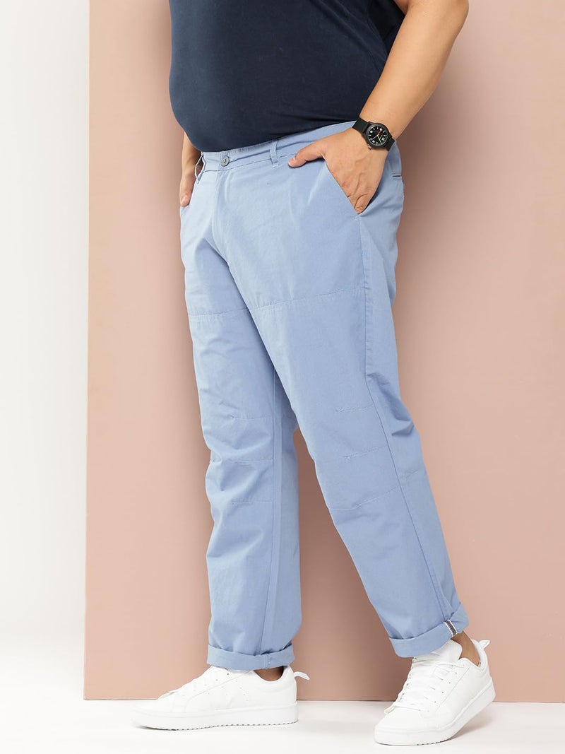 Thomas Scott Men's | Plus Size | Regular Fit | 100% Cotton | Breathable Fabric | Solid Color | Trouser | Chino | Casual Pants for Men (CCBT124_Midblue_46) Mid Blue - Image 3