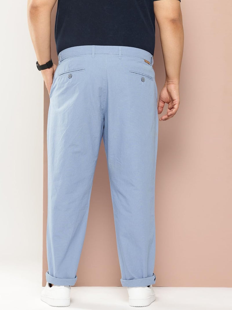 Thomas Scott Men's | Plus Size | Regular Fit | 100% Cotton | Breathable Fabric | Solid Color | Trouser | Chino | Casual Pants for Men (CCBT124_Midblue_46) Mid Blue - Image 4