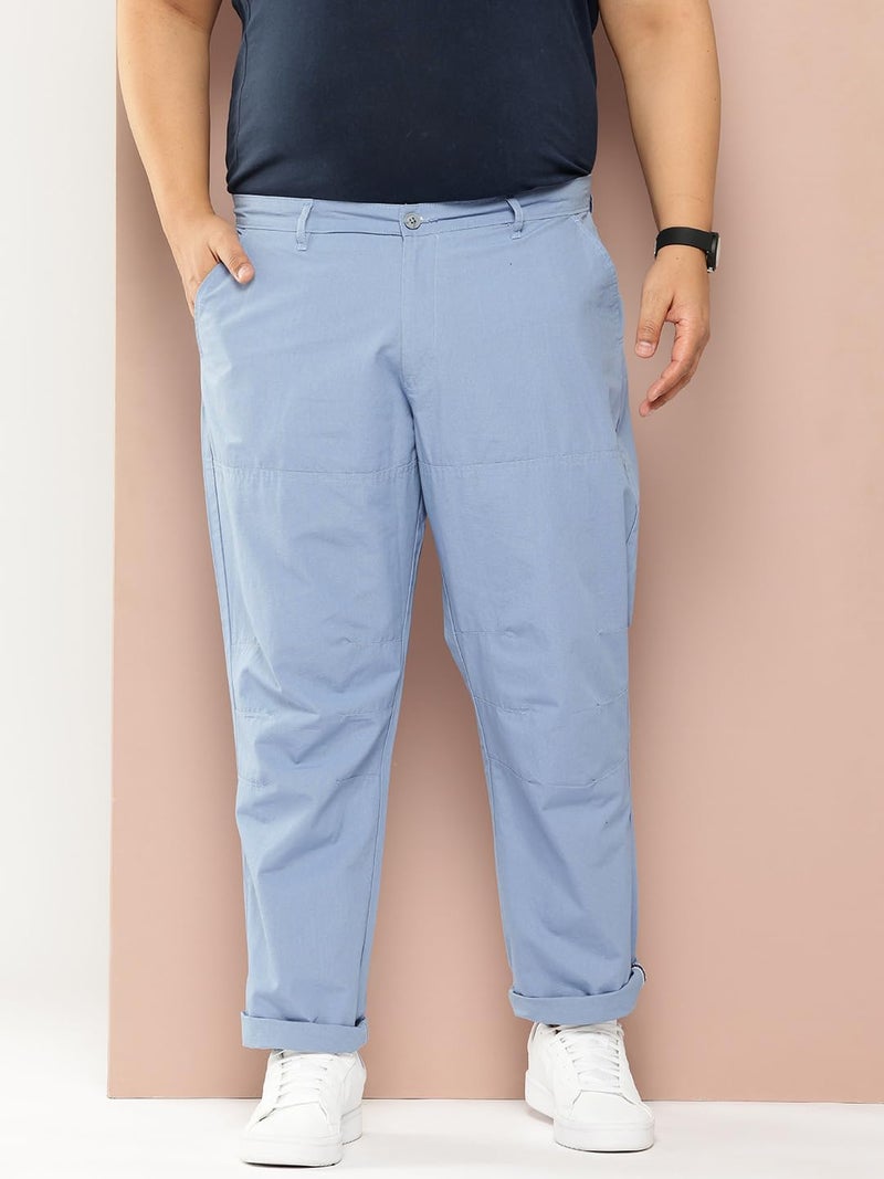 Thomas Scott Men's | Plus Size | Regular Fit | 100% Cotton | Breathable Fabric | Solid Color | Trouser | Chino | Casual Pants for Men (CCBT124_Midblue_46) Mid Blue - Image 2