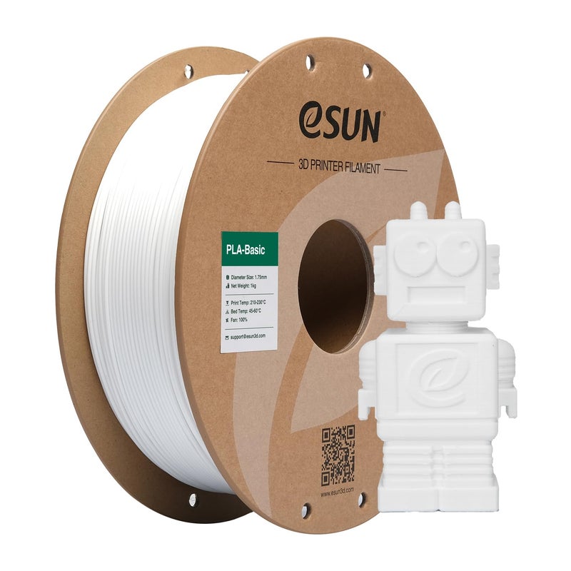 eSUN PLA Basic Filament 1.75mm, 3D Printer Filament High Speed PLA for Fast Printing, 1KG Spool (2.2 LBS) 3D Printing Filament for High Speed 3D Printers, White - Image 1