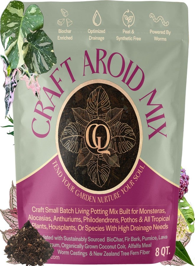 Grow Queen Craft Aroid Potting Mix- Elite Organic Alocasia, Philodendron, Monstera Soil Mix, Chunky, Well Draining Potting Soil for Indoor Plants, All Tropical Plants & Houseplants, Sustainable & Peat Free 8QT - Image 1