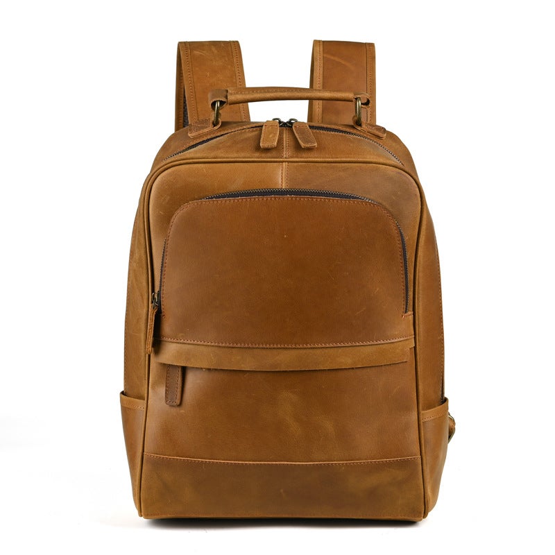 Crazy Horse Leather Men'S Retro Backpack Top Layer Cowhide Large Capacity Casual Business Backpack For Men - Image 4