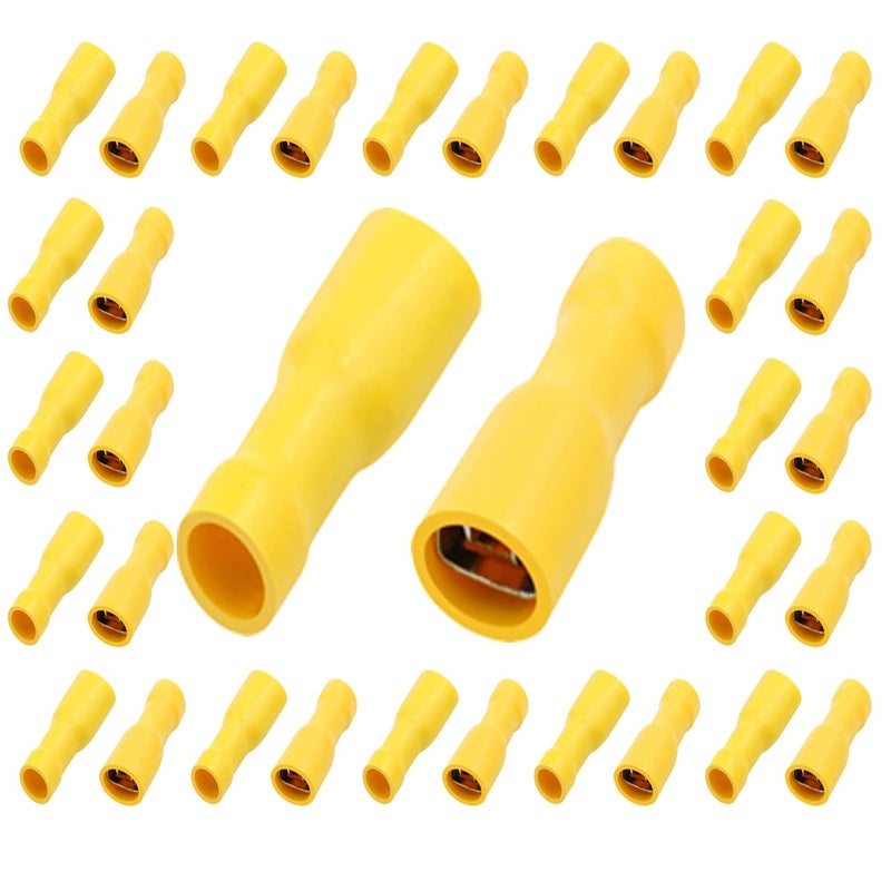 Fully Insulated Electrical Connectors, Yellow 5.5-250 Female for 4-6mm² Cables and Wires, 24A Tinned Copper (100) - Image 2