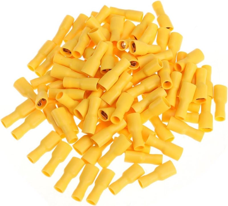 Fully Insulated Electrical Connectors, Yellow 5.5-250 Female for 4-6mm² Cables and Wires, 24A Tinned Copper (100) - Image 1