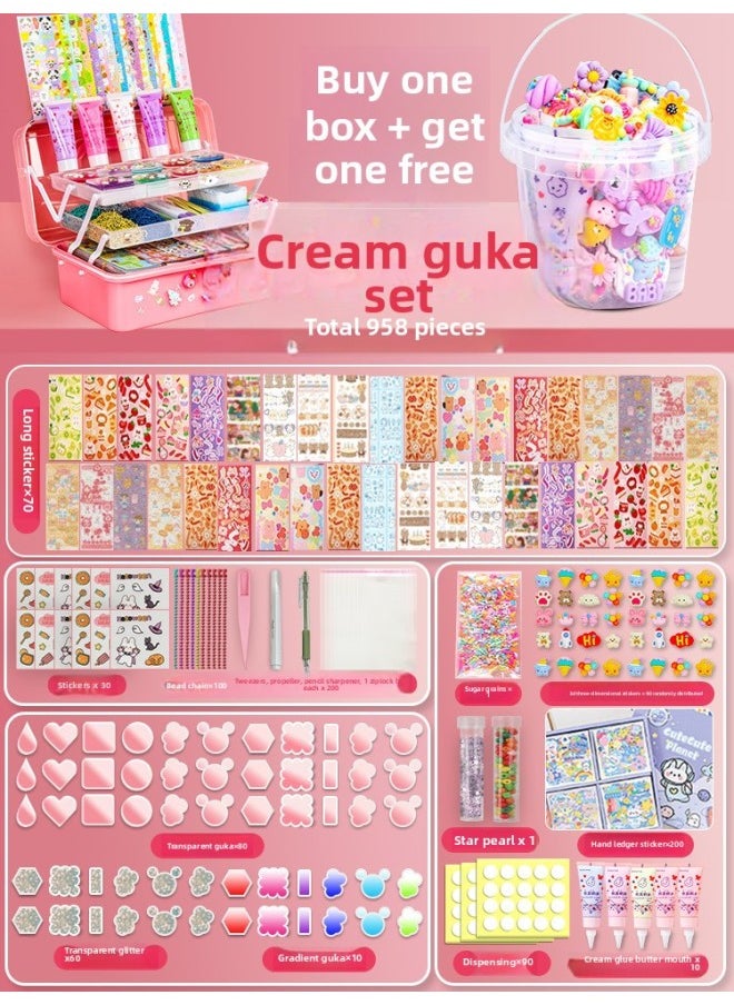 Cream Gel Goo Card Diy Children's Handmade Creative Toys Cute Hand Account Stickers Play Full Set Of Spot-Specifications:[Cream Package] 958 Pieces Buy A Box And Send 1 Barrel  - Image 1