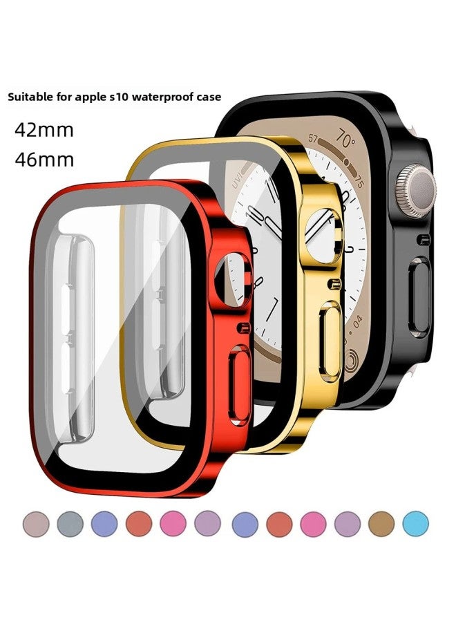 Loquat Suitable For Apple S10 Watch Case Iwatch8 9ultra Waterproof Protective Case Film Integrated Electroplated Waterproof Watch Case-Color:Starlight Color (matte)-Appearance Size:40mm  - Image 2