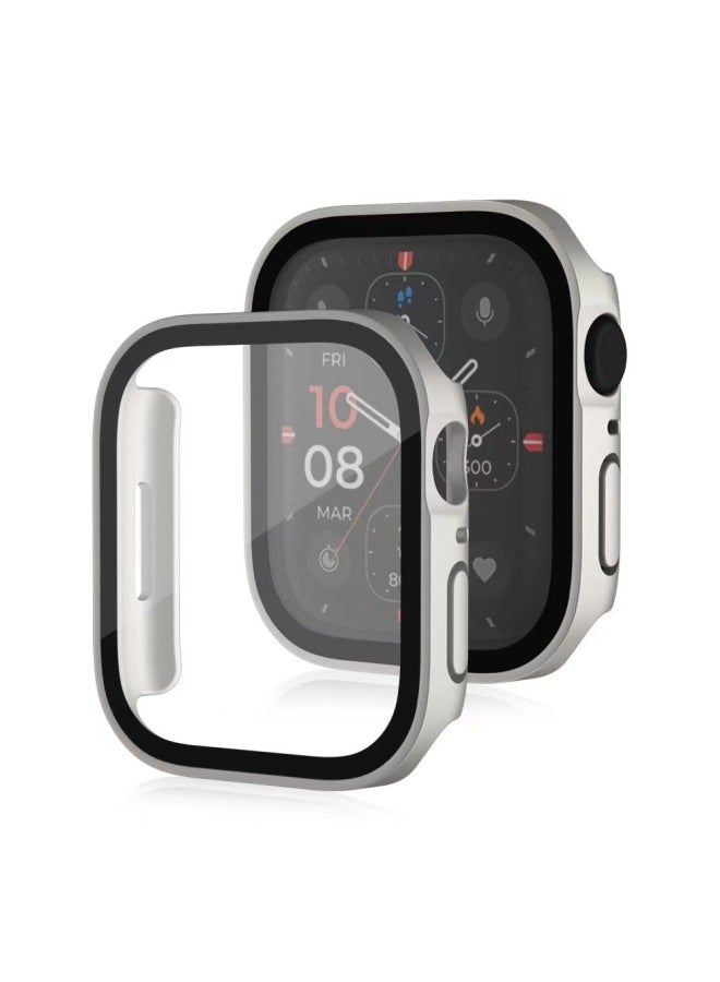 Loquat Suitable For Apple S10 Watch Case Iwatch8 9ultra Waterproof Protective Case Film Integrated Electroplated Waterproof Watch Case-Color:Starlight Color (matte)-Appearance Size:40mm  - Image 1