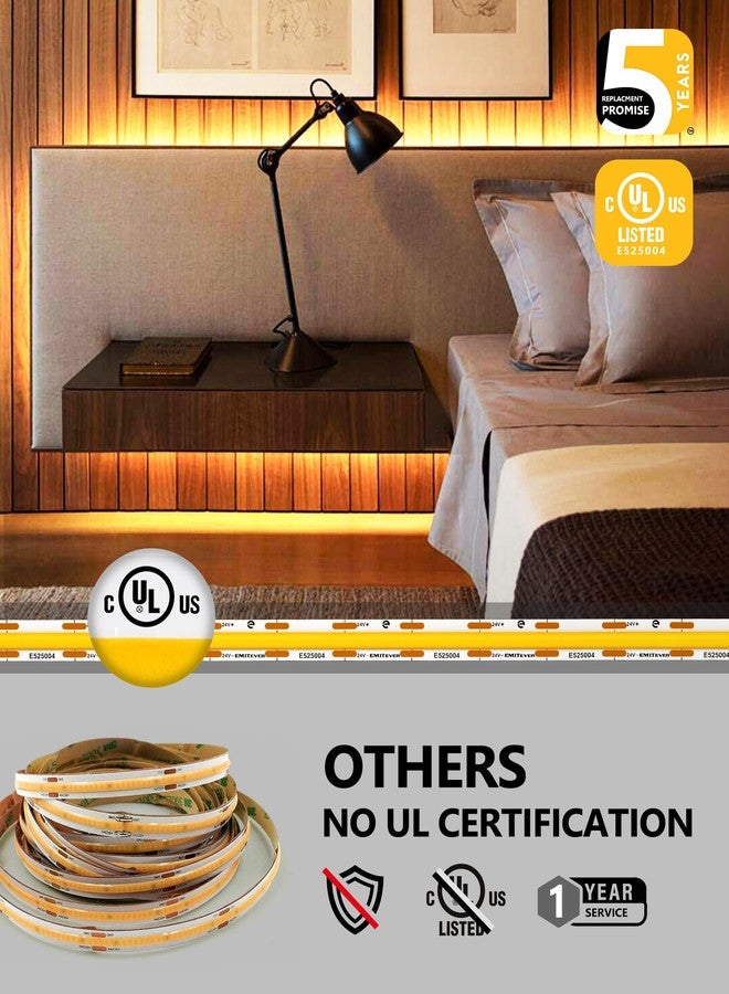 EMITEVER Warm White COB LED Strip Lights, 3000K Tape, 32.8ft, High DC Density, 24V, 300LM/ft, 4800LEDs/Coil, Ra 90+, 3W/ft, UL Listed - Image 4