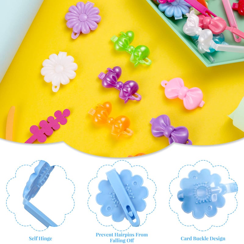 Janinka 72 Pieces Self-Hinge Plastic Hair Clips: 80s 90s Cartoon Colorful Cute Barrettes and Pins for Toddler Girls (Multicolor, Classic) - Image 3