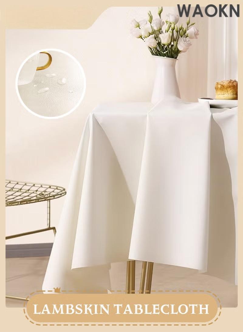 دبليو أيه أو كي أن مفرش طاولة، مفرش طاولة أنيق بلون كريمي، غطاء مكتب مقاوم للماء والزيت، قماش قابل للغسل ومقاوم للبقع، مناسب لحفلات الزفاف والمطاعم والمنزل | قماش طاولات ممتاز قابل للتمدد لحفلات البوفيه والعشاء، وحفلات المطبخ، وحفلات المزرعة - Image 2