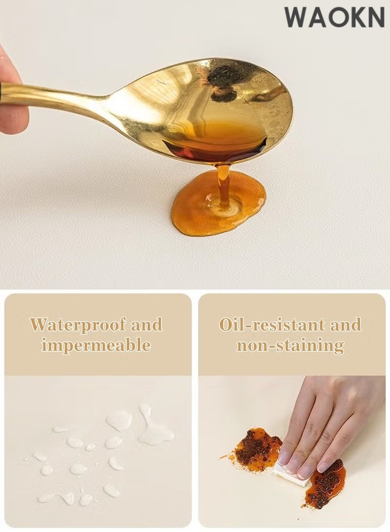 دبليو أيه أو كي أن مفرش طاولة، مفرش طاولة أنيق بلون كريمي، غطاء مكتب مقاوم للماء والزيت، قماش قابل للغسل ومقاوم للبقع، مناسب لحفلات الزفاف والمطاعم والمنزل | قماش طاولات ممتاز قابل للتمدد لحفلات البوفيه والعشاء، وحفلات المطبخ، وحفلات المزرعة - Image 3