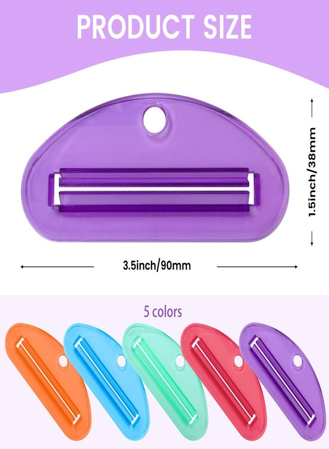 SMLBJUTE 5Pcs Plastic Tooth Paste Tube Squeezer Dispenser, Hanging Roller Tube Squeezer Holder for Saving Toothpaste Creams, Facial Cleanser and Paint, Kid-Friendly Bathroom Accessory (Transparent) - Image 2