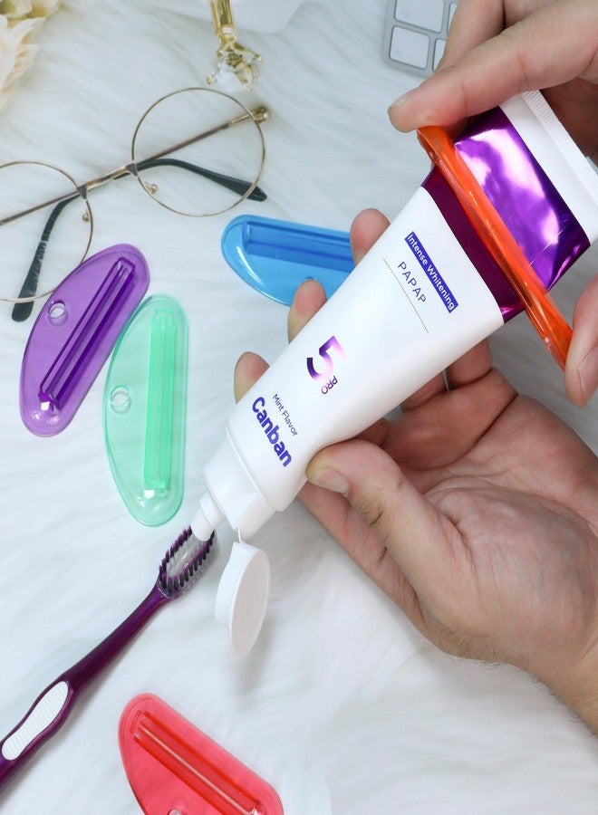 SMLBJUTE 5Pcs Plastic Tooth Paste Tube Squeezer Dispenser, Hanging Roller Tube Squeezer Holder for Saving Toothpaste Creams, Facial Cleanser and Paint, Kid-Friendly Bathroom Accessory (Transparent) - Image 5