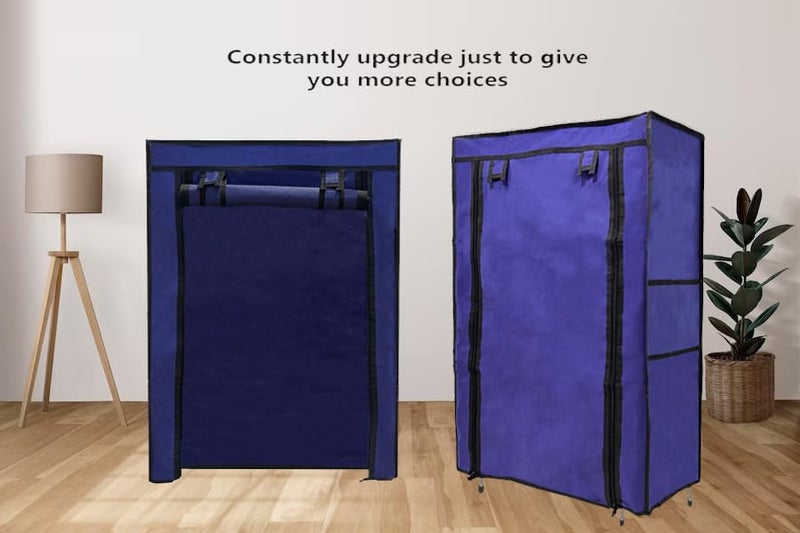 PHILOSHOP Shoe Rack Cover For Home Only for 4-Layer Portable Foldable Shoe stand Non Woven Zipper Fabric Cover (Dark Blue) - Image 2
